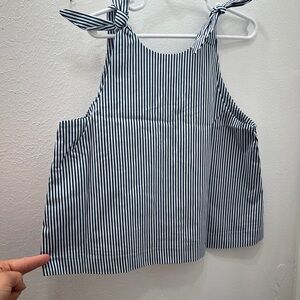Girls Navy and White Striped Tie-Shoulder Tank Top